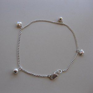 Sterling Silver Ball & Heart Anklet
